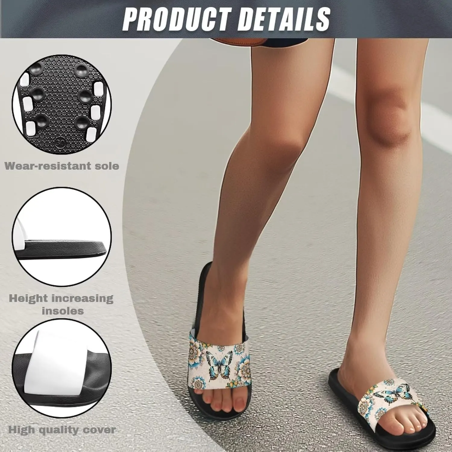 Women Slide Sandals Summer Beach Sandals Soft Lightweight Shower Shoes Casual Non Slip Slide Sandal Shower Shoes