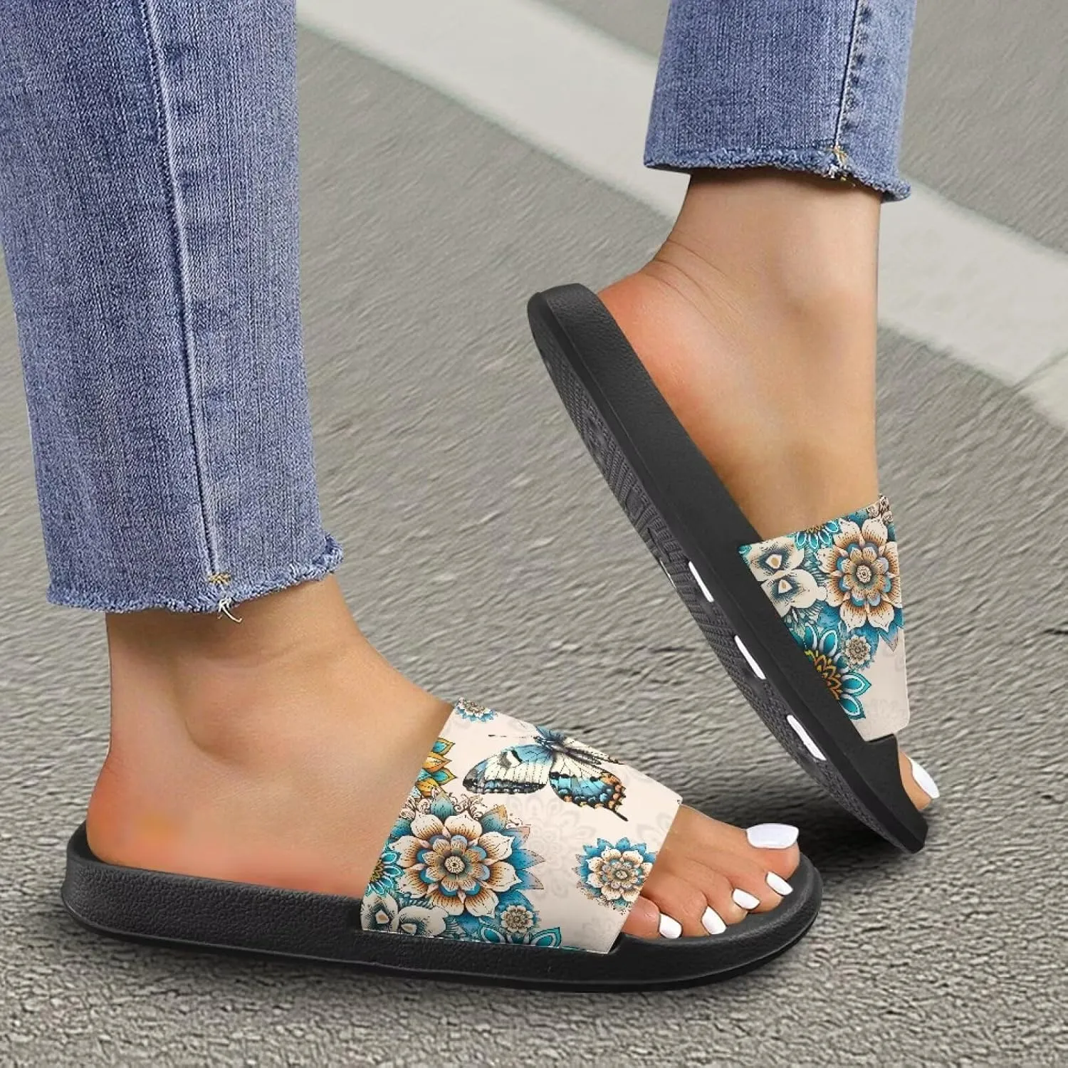 Women Slide Sandals Summer Beach Sandals Soft Lightweight Shower Shoes Casual Non Slip Slide Sandal Shower Shoes