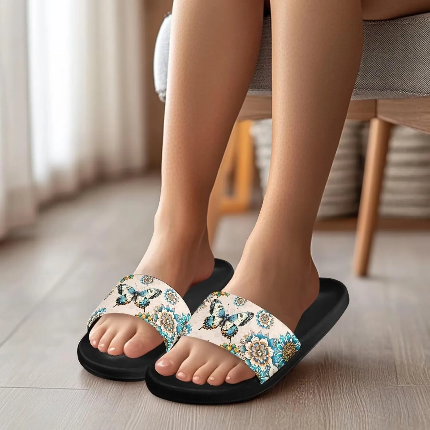 Women Slide Sandals Summer Beach Sandals Soft Lightweight Shower Shoes Casual Non Slip Slide Sandal Shower Shoes