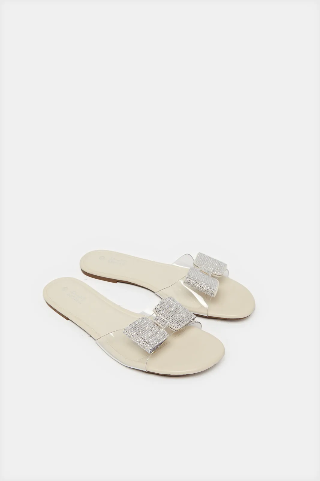 Women White Embellished Mule