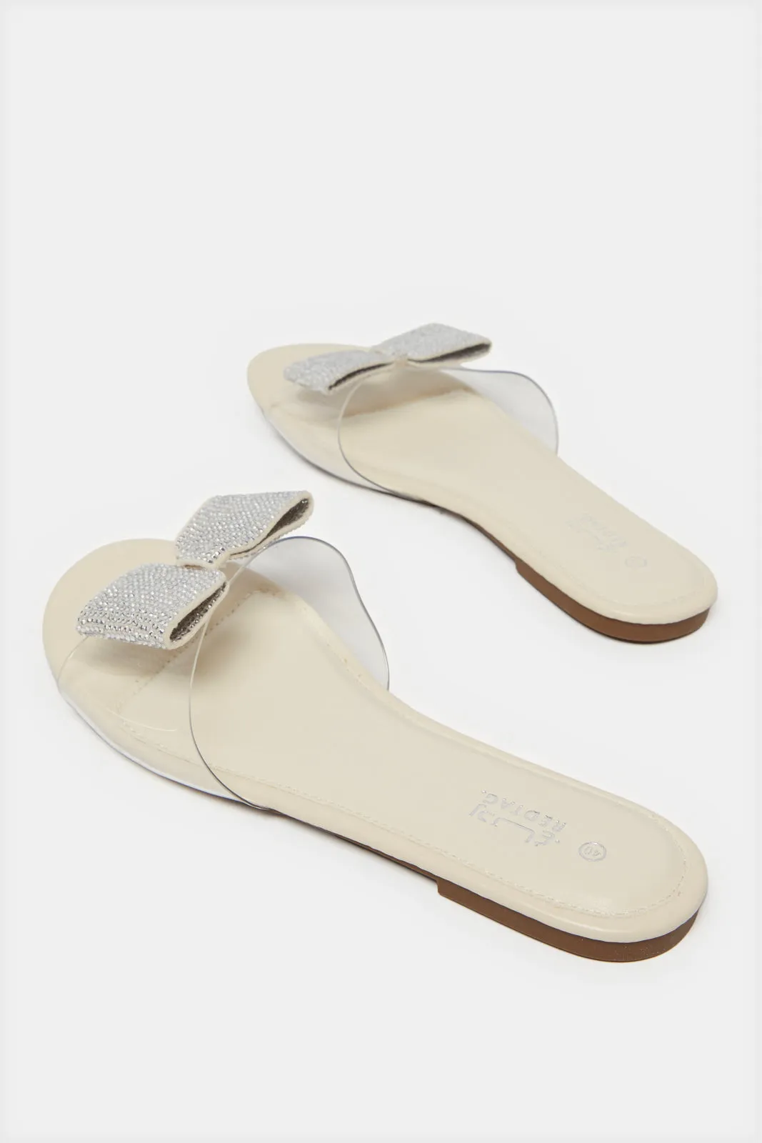 Women White Embellished Mule