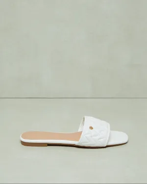 Women White Quilted Mule