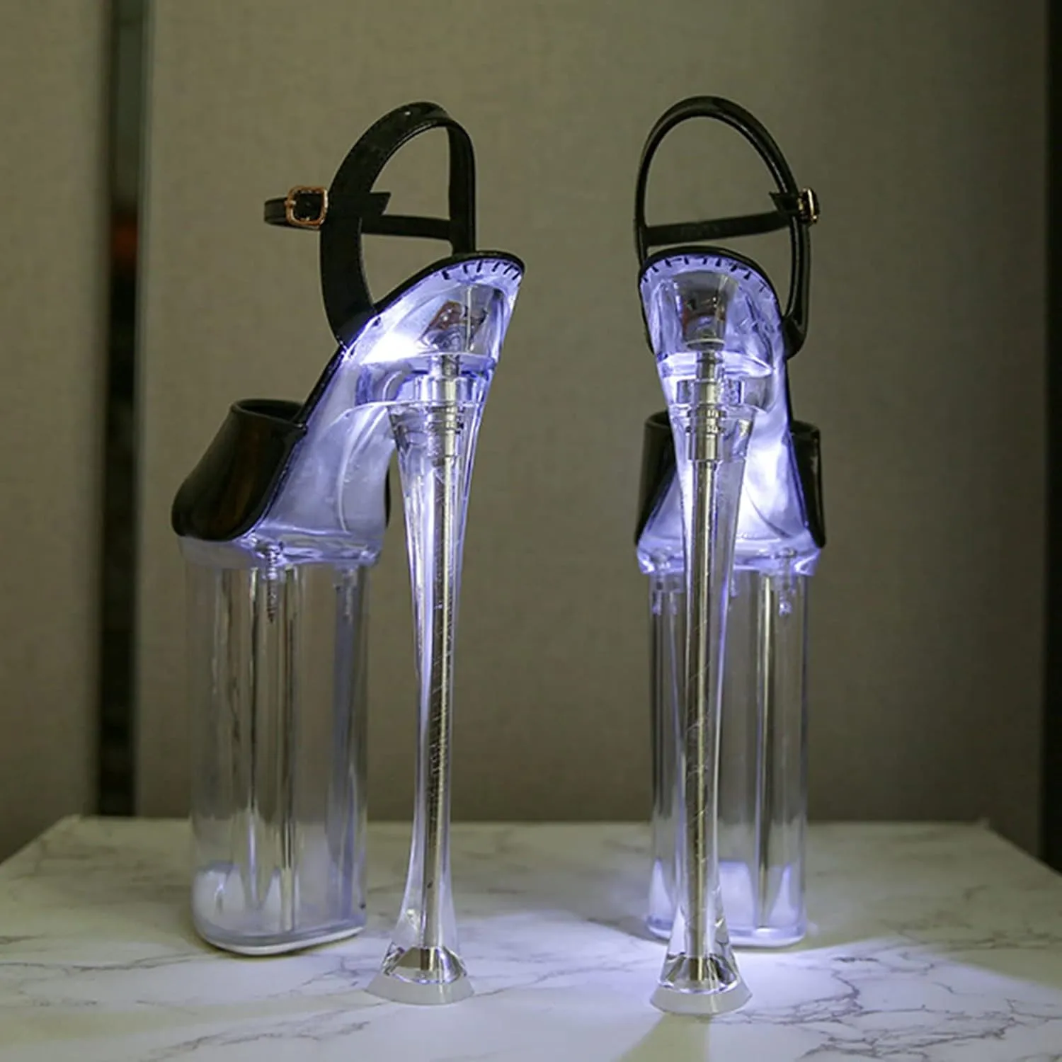 Women's 26CM/10.23IN LED Light Shine Platform Sandals Fetish High Heel Sexy Stripper Nightclub Pole Dancing Shoes Party Dress Pumps