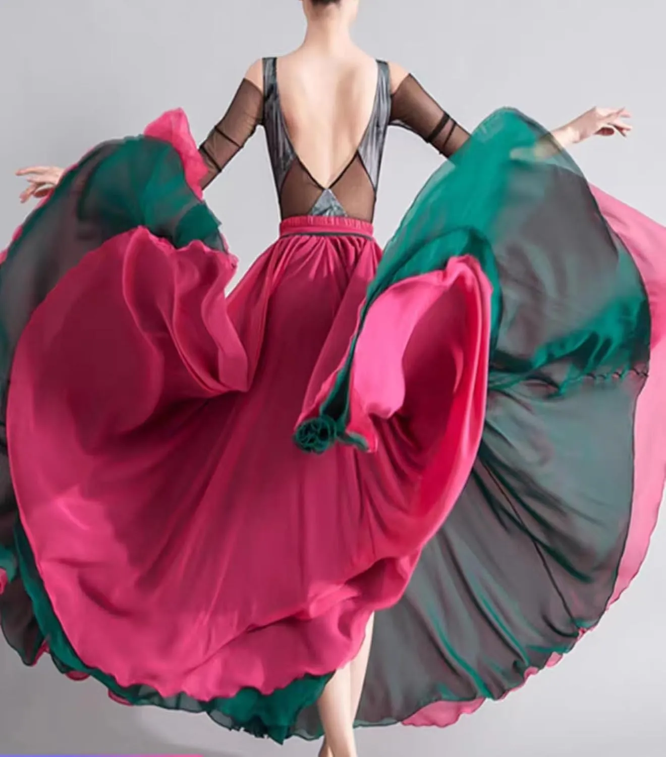 Women's 720 Fairy Lyric Dance Gradient Chiffon Swing Skirt for Ballet and Modern Dance