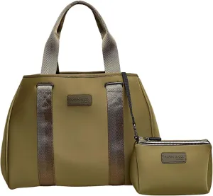 Women’s Activewear and Vacation Tote with detachable small case. Neoprene and mesh. Washable, Folds flat