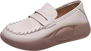 Women's Air-Cushion Orthopedic Shoes Comfort Round Toe Lightweight Soft Sole Walking Flats Casual Slip On Increase Height Platform Nurse Shoe with Arch Support