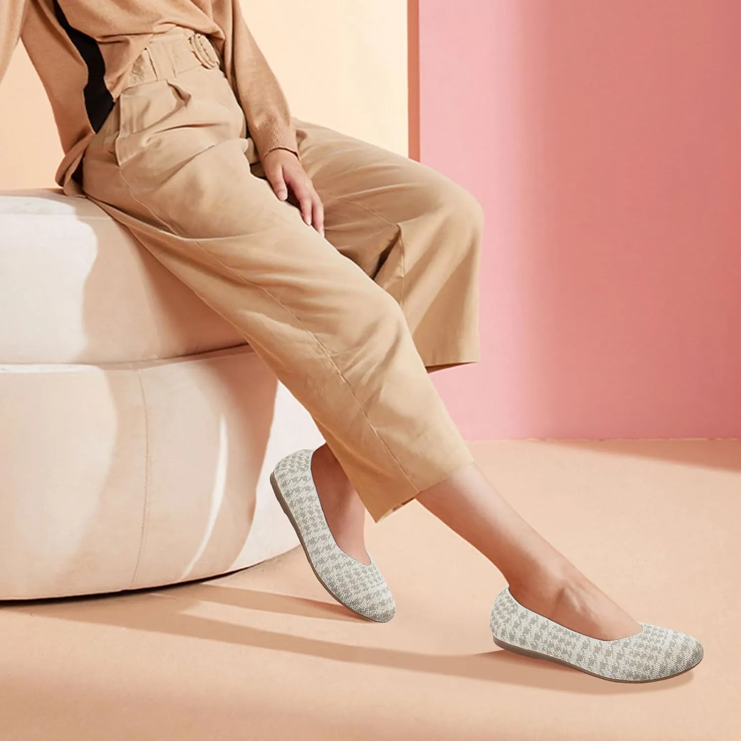 Women's Ballet Flat Dressy Casual Knit Shoes Round Toe Women Mesh Flats