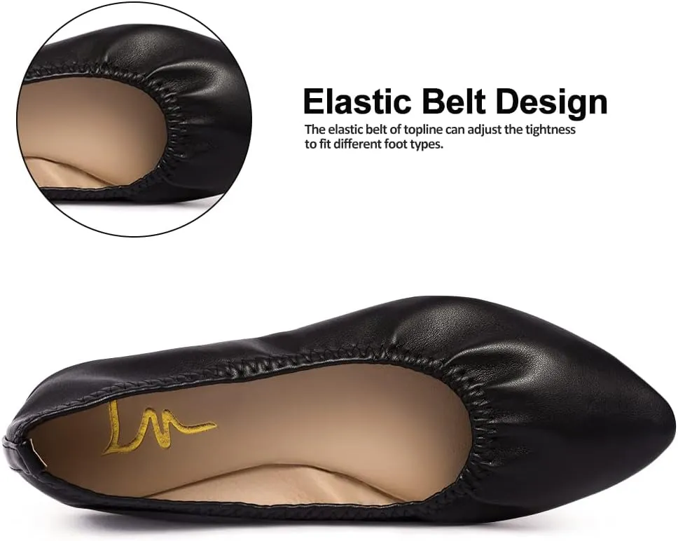 Women's Ballet Flat Slip On Flats - Classic Casual Dress Shoes, Foldable Portable Travel Ballet Walking Shoes