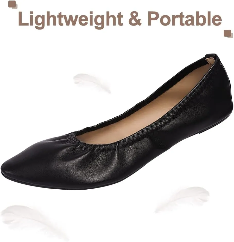 Women's Ballet Flat Slip On Flats - Classic Casual Dress Shoes, Foldable Portable Travel Ballet Walking Shoes