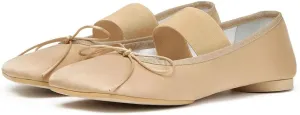 Womens Ballet Flats Square Toe Satin Shoes Wide Width Comfort Casual Work Shoes for Women Office 2025 Spring