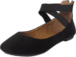 Women's Classic Ballerina Flats with Elastic Crossing Ankle Straps Ballet Flat Yoga Flat Shoes Slip On Loafers
