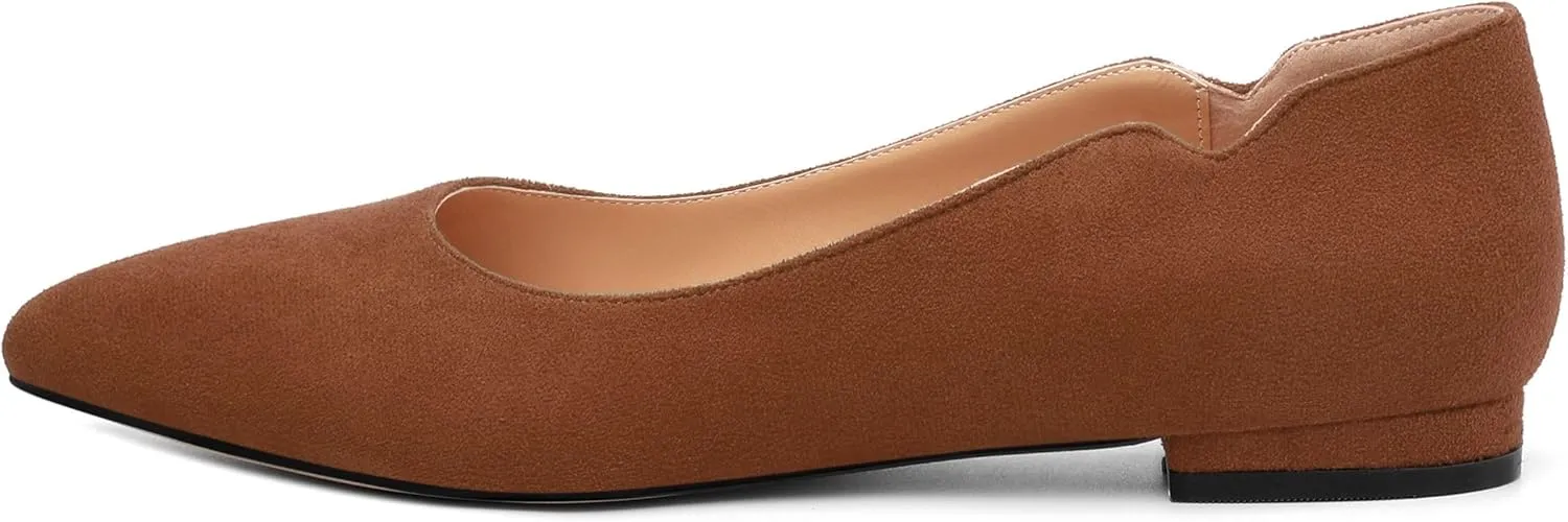 Women's Classic Ballet Flats, Casual Pointed Toe Suede Ballet Comfort Soft Slip On Flats Shoes for Women
