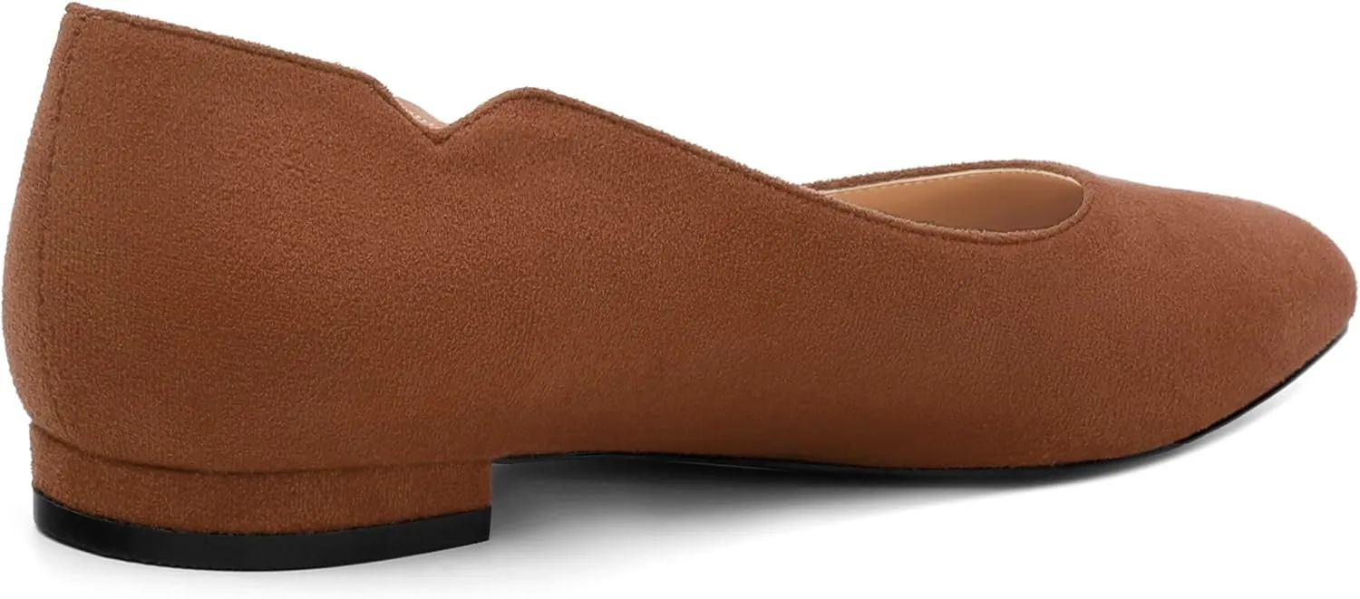 Women's Classic Ballet Flats, Casual Pointed Toe Suede Ballet Comfort Soft Slip On Flats Shoes for Women