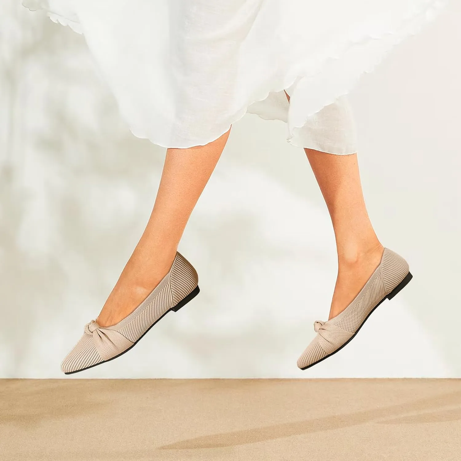 Women's Flats Shoes Comfortable Dressy Pointed Toe Knit Washable Ballet Flat
