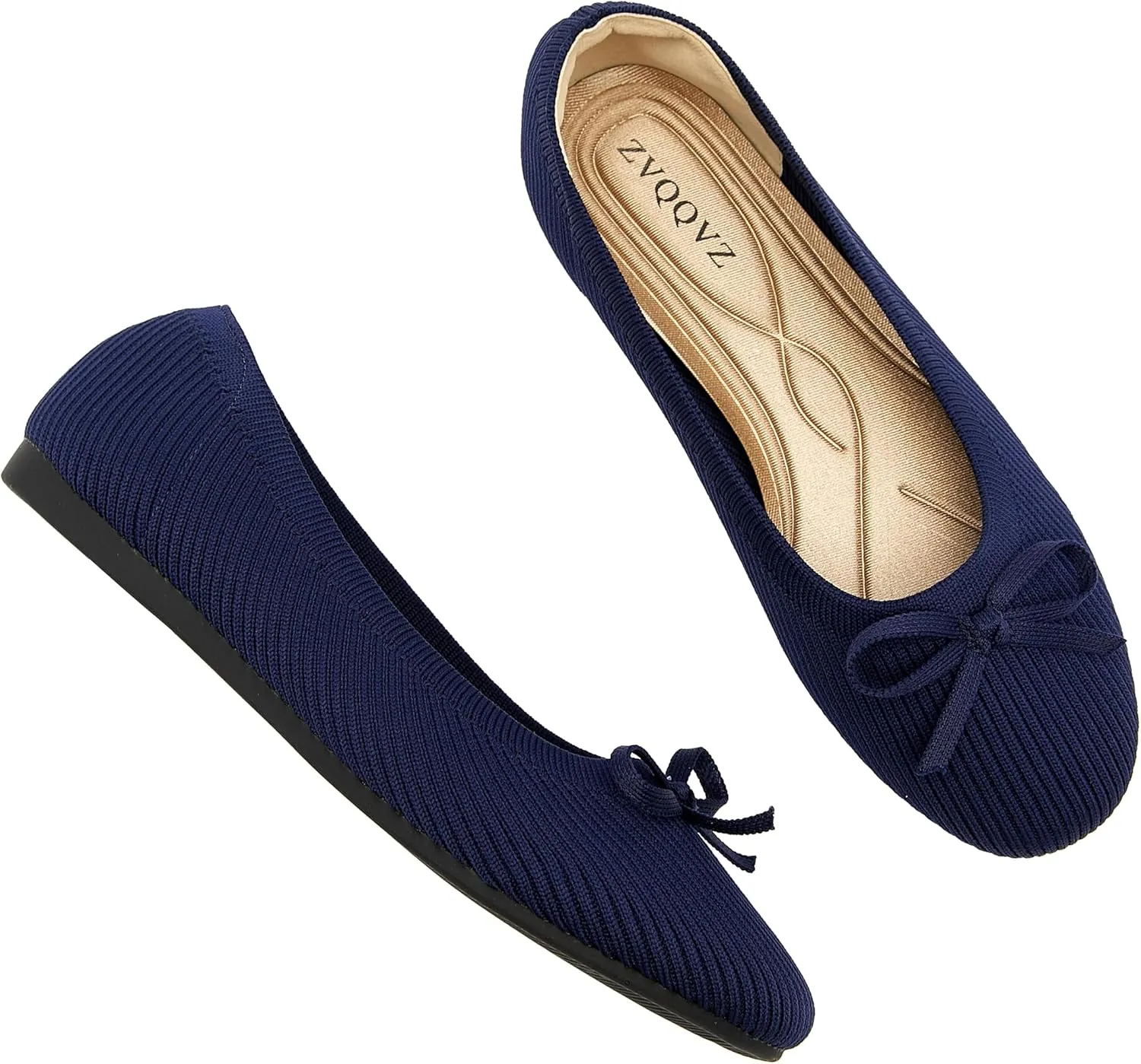 Women's Flats Shoes Knit Mesh Ballet Flats with Bow Comfortable Round Toe Washable Dressy Flat