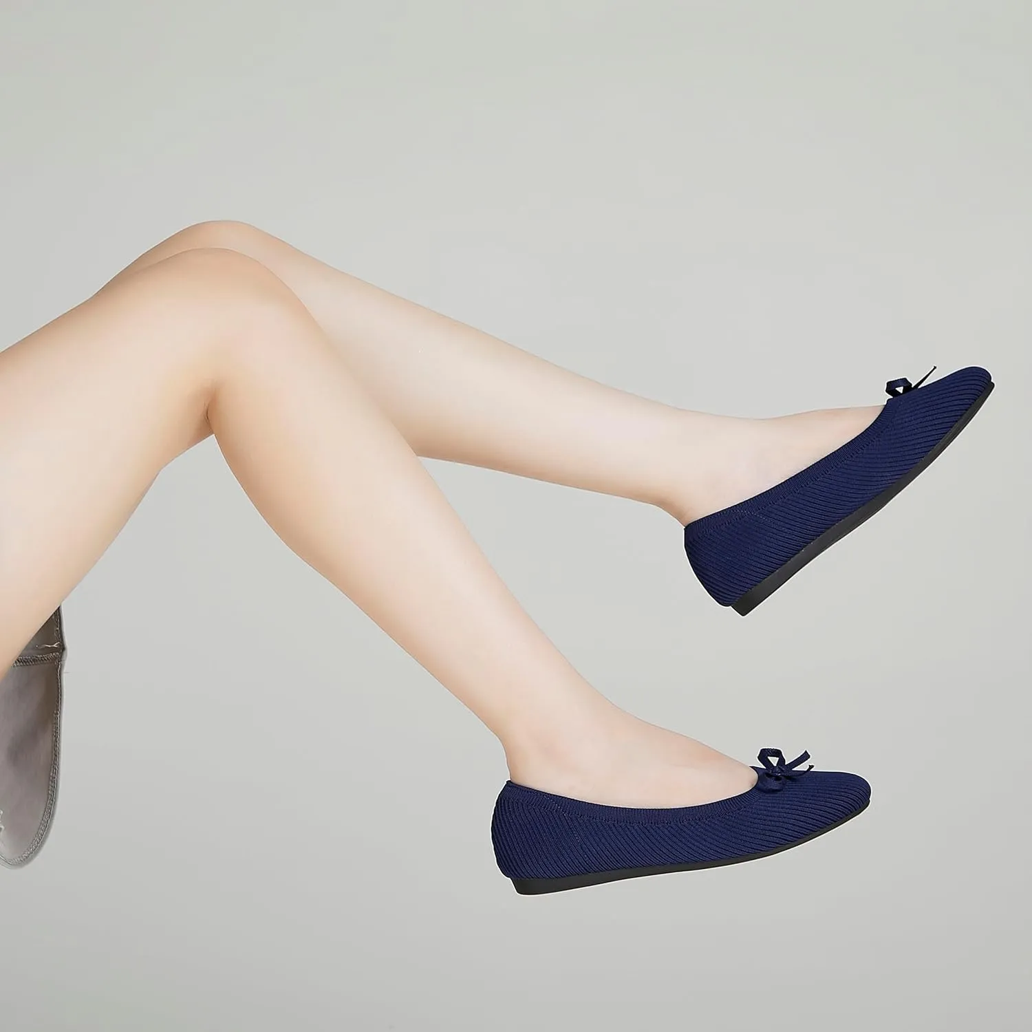 Women's Flats Shoes Knit Mesh Ballet Flats with Bow Comfortable Round Toe Washable Dressy Flat