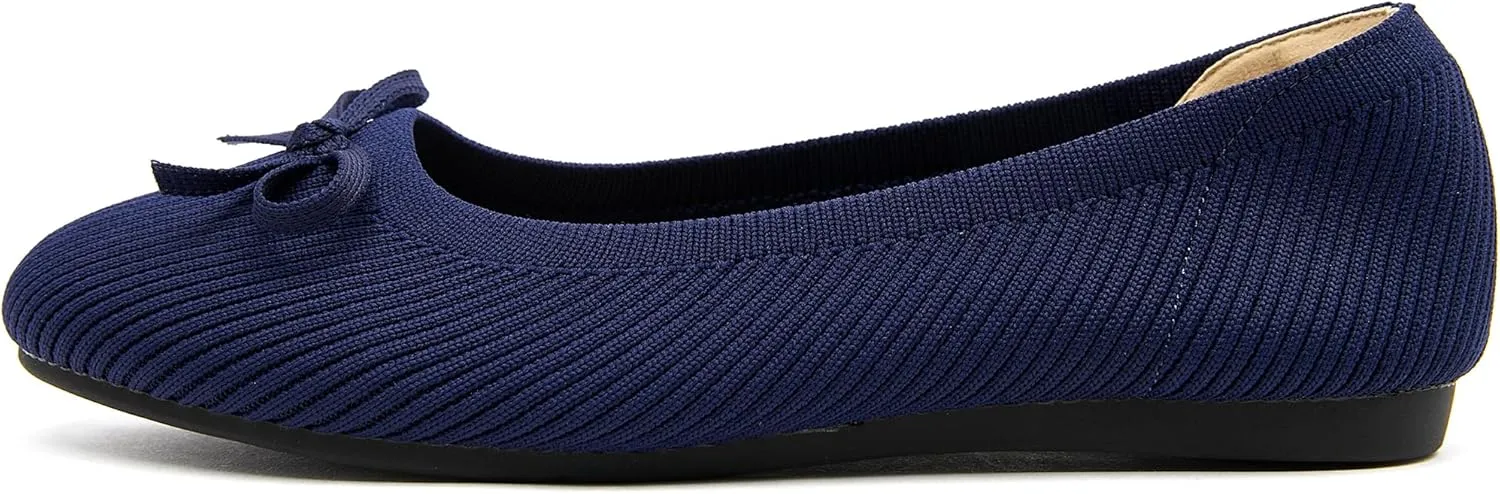 Women's Flats Shoes Knit Mesh Ballet Flats with Bow Comfortable Round Toe Washable Dressy Flat