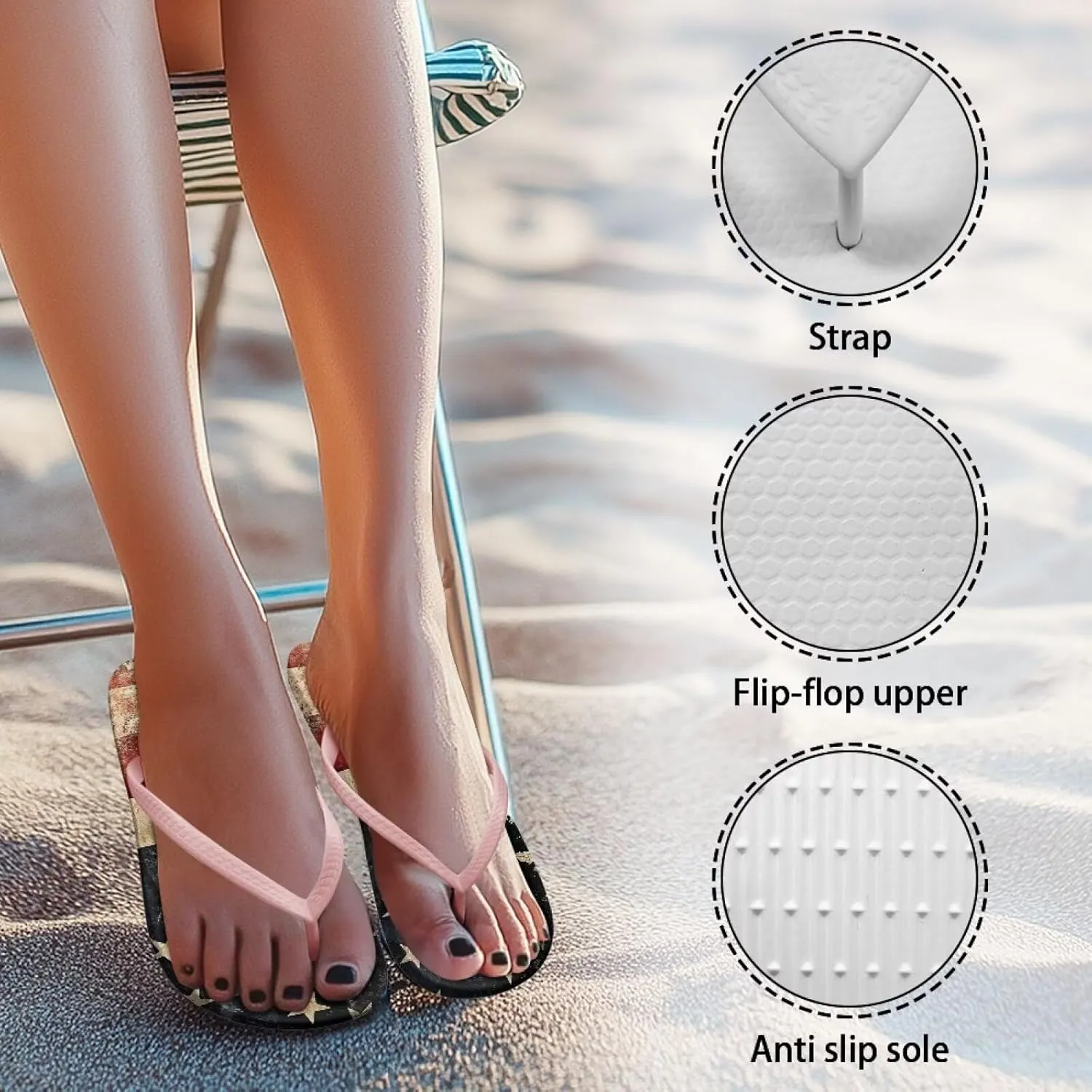 Women's Flip Flops Sandals, Soft Beach Pool Pink Thong Sandals Slide Shoes EUR Size 35 36 37 38 39 40