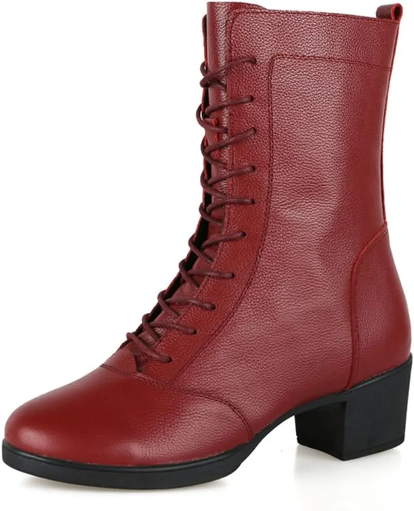 Women's Jazz Boots, Leather Square Heel Dancing Shoes for Ladies Split Sole Ballet Dancing Sneakers