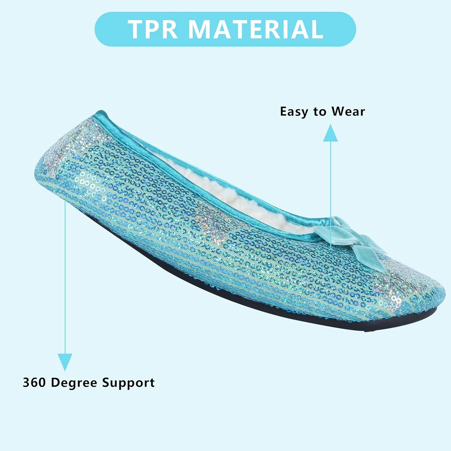 Women's Lightweight Ballet Flats with Moisture-Wicking Polyester Lining and Non-Slip Suede Sole for Indoor Dancing Comfort