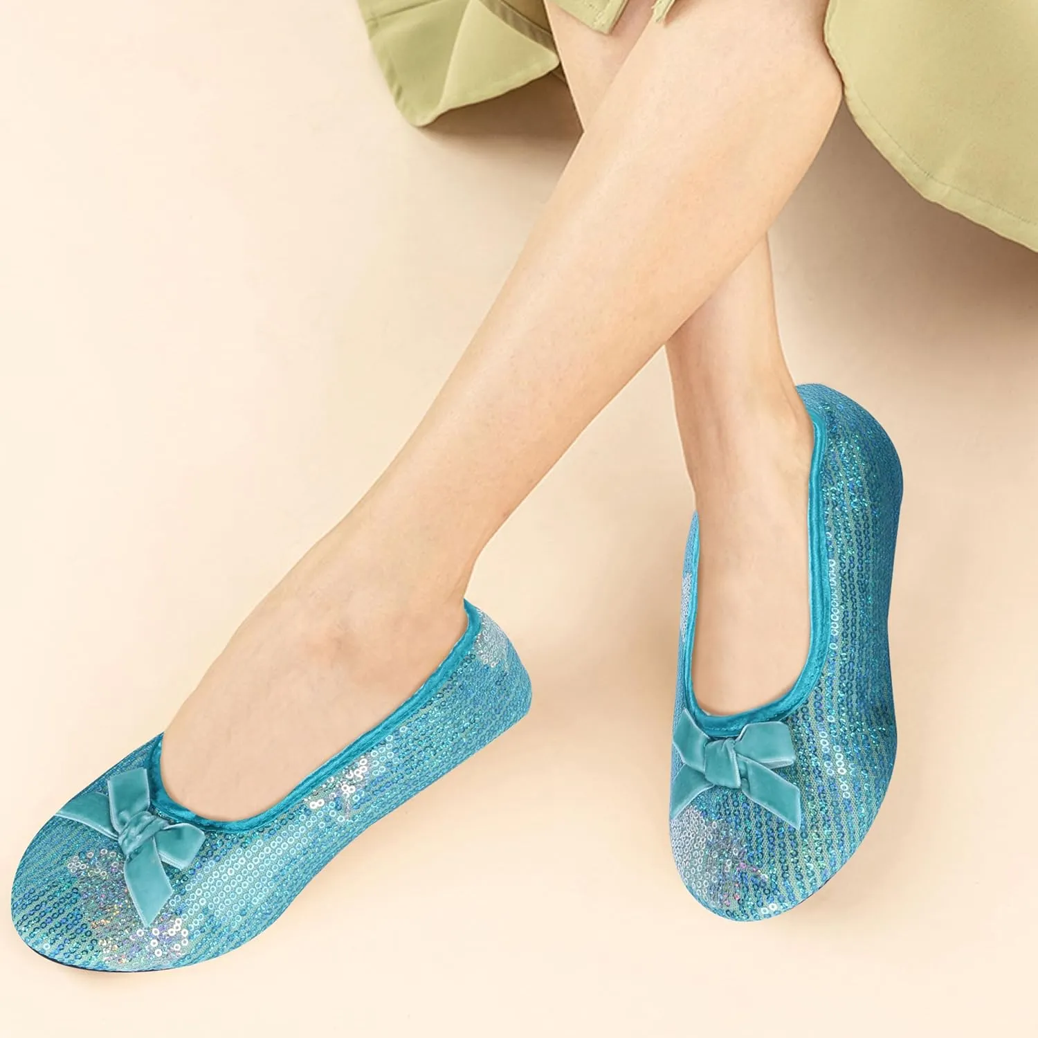 Women's Lightweight Ballet Flats with Moisture-Wicking Polyester Lining and Non-Slip Suede Sole for Indoor Dancing Comfort