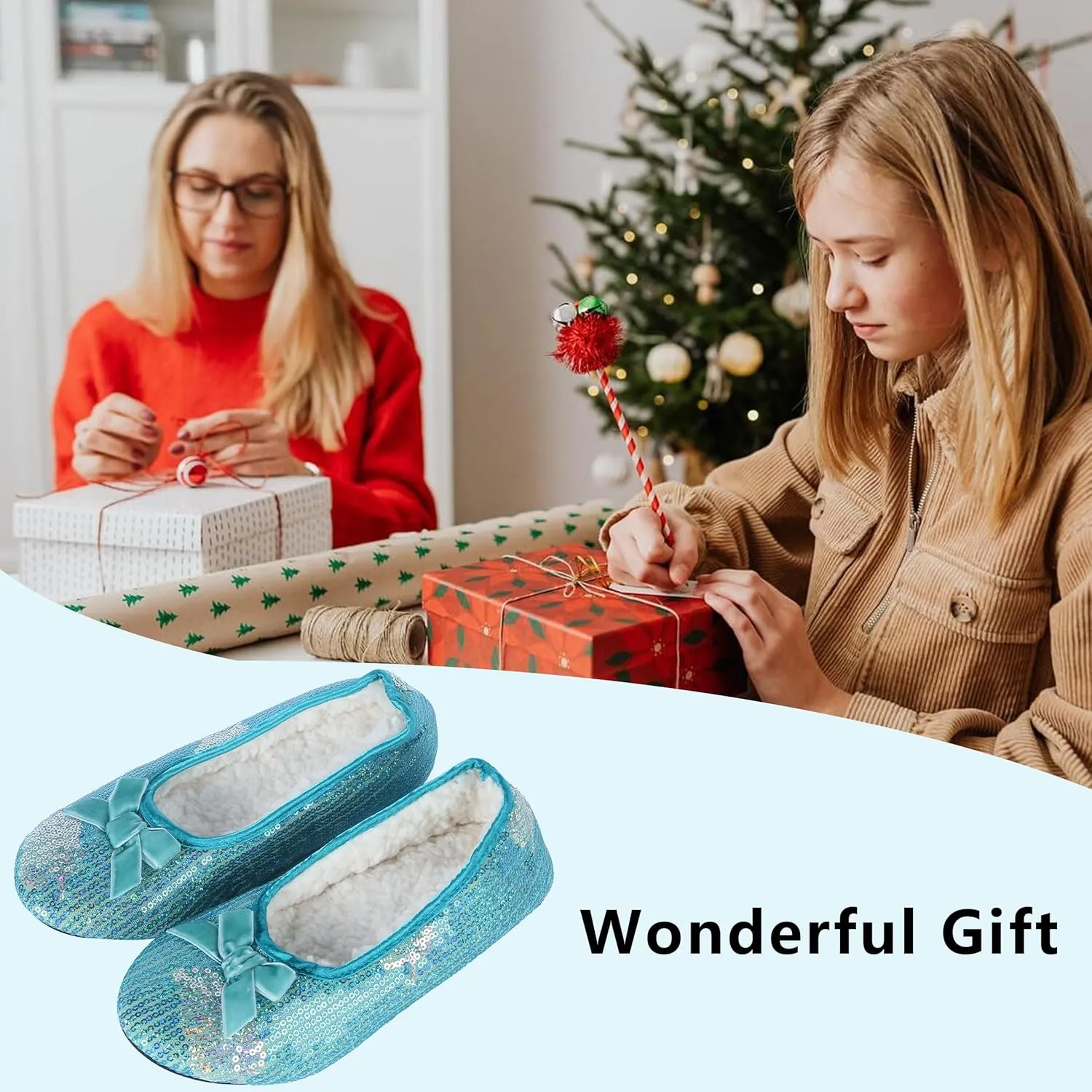 Women's Lightweight Ballet Flats with Moisture-Wicking Polyester Lining and Non-Slip Suede Sole for Indoor Dancing Comfort