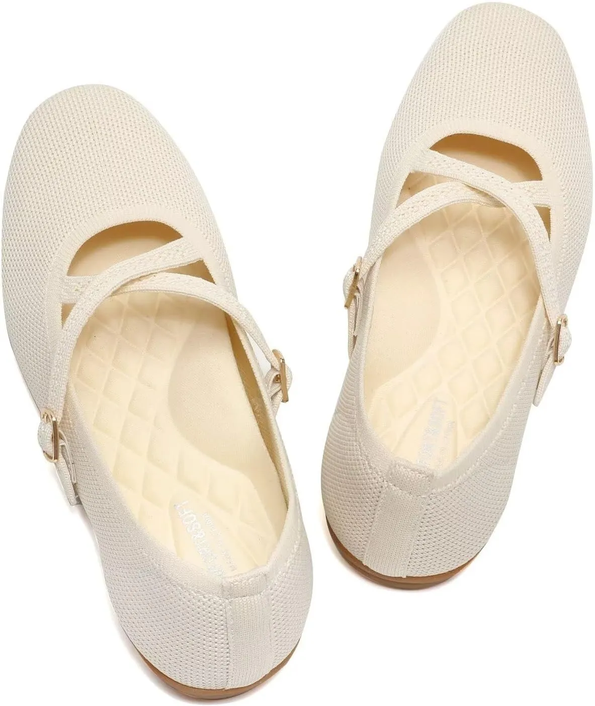 Women's Mary Jane Flats Shoes Ballet Flats with Buckle Strap Soft Work Dress Ballerina Walking Shoes