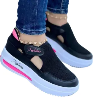 Women's Orthopedic Shoes Casual Breathable Mesh Round Toe Sneakers Summer Comfortable Thick Heel Buckle Hook Loop Sport Shoes Lightweight Slip On Loafers