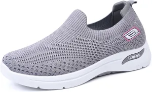 Women's Orthopedic Shoes Lightweight Breathable Knitted Sneakers Casual Comfortable Low Top Work Walking Shoes Fashion Soft Sole Slip On Sneaker with Arch Support