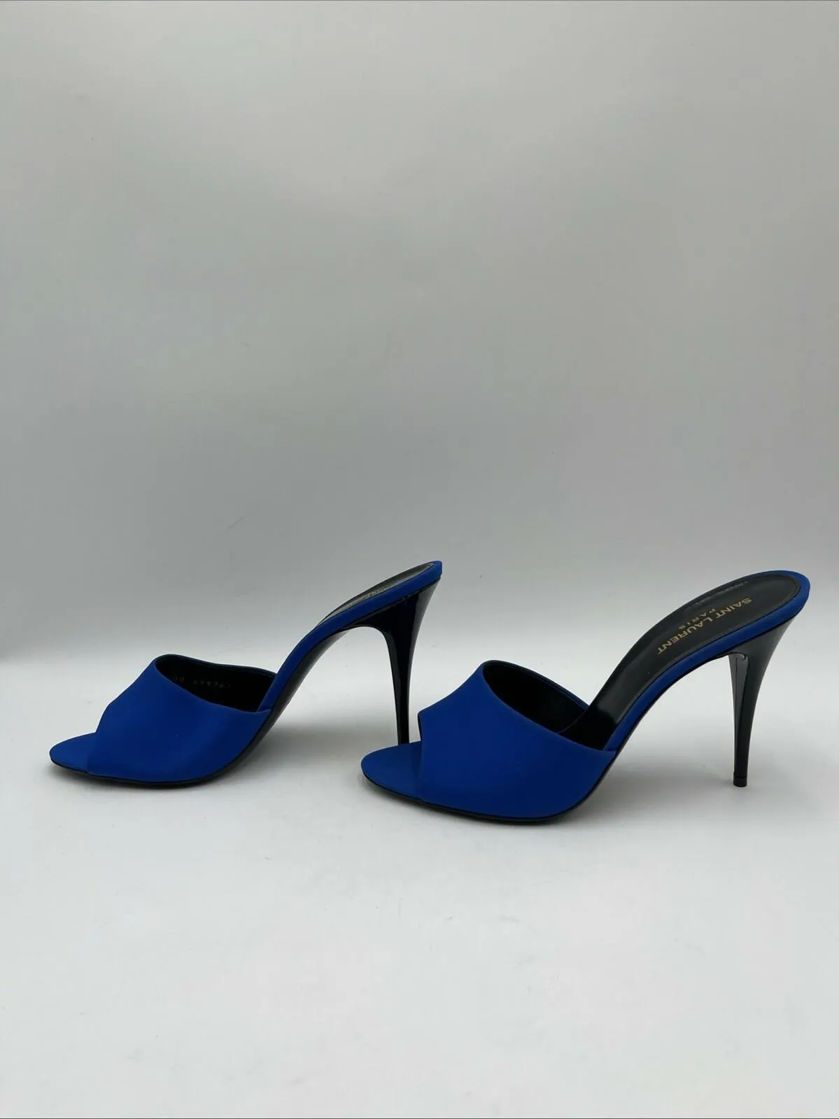 Women’s Saint Laurent LA Silk Heeled Mules Blue Size 42 - Very Good