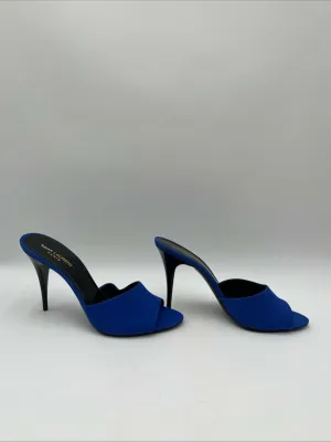 Women’s Saint Laurent LA Silk Heeled Mules Blue Size 42 - Very Good