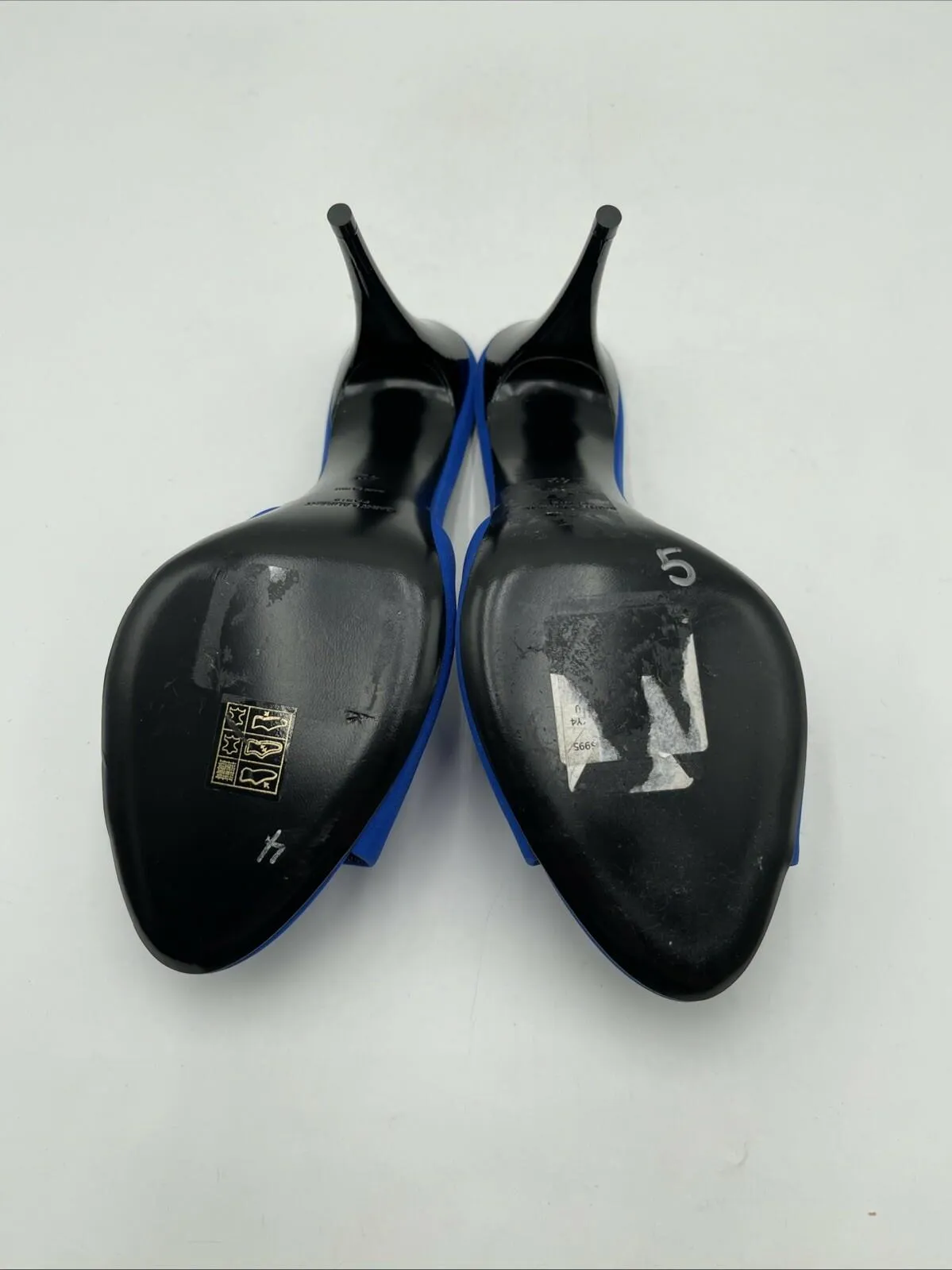 Women’s Saint Laurent LA Silk Heeled Mules Blue Size 42 - Very Good