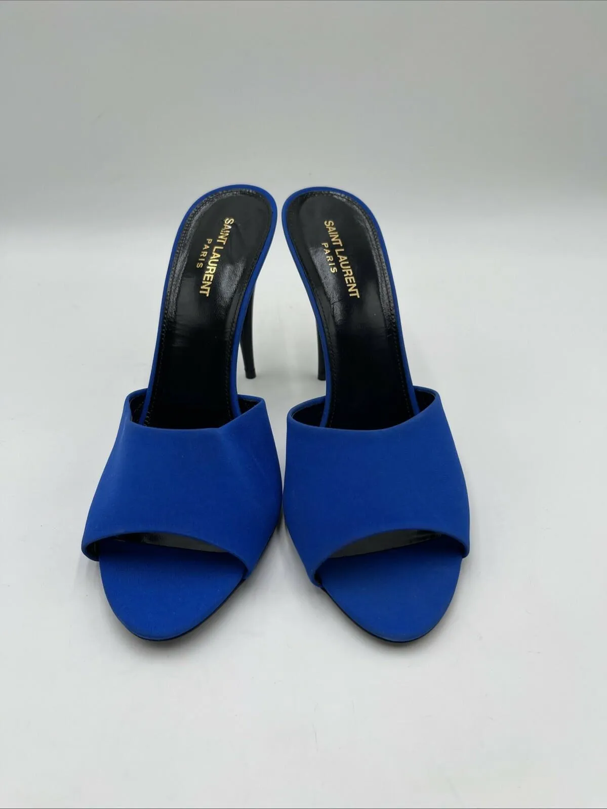 Women’s Saint Laurent LA Silk Heeled Mules Blue Size 42 - Very Good