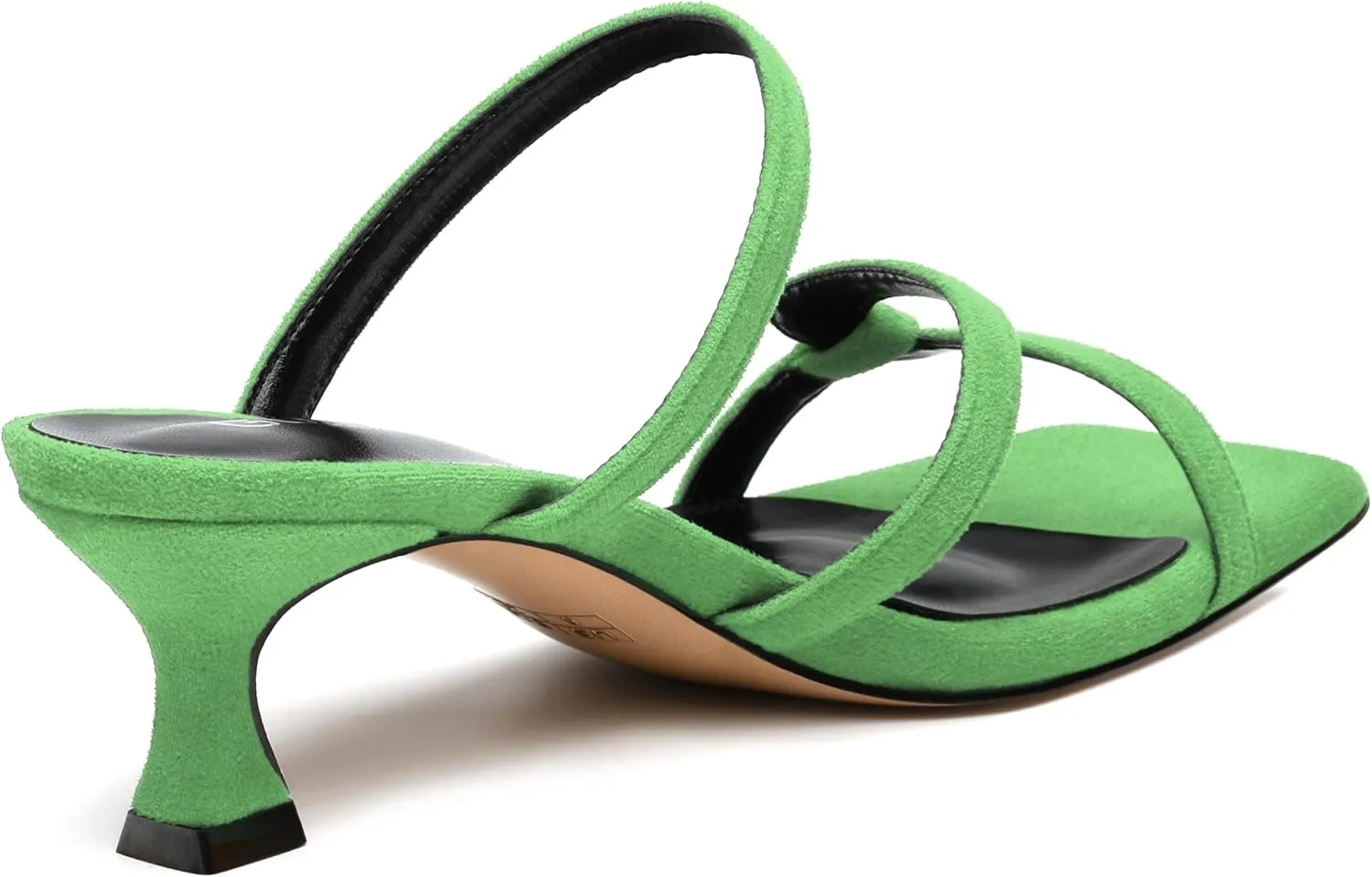 Womens Slide Sandals, Square Open Toe Low Heels Sandals, Fashion Solid Faux Suede Heeled Sandals for Women