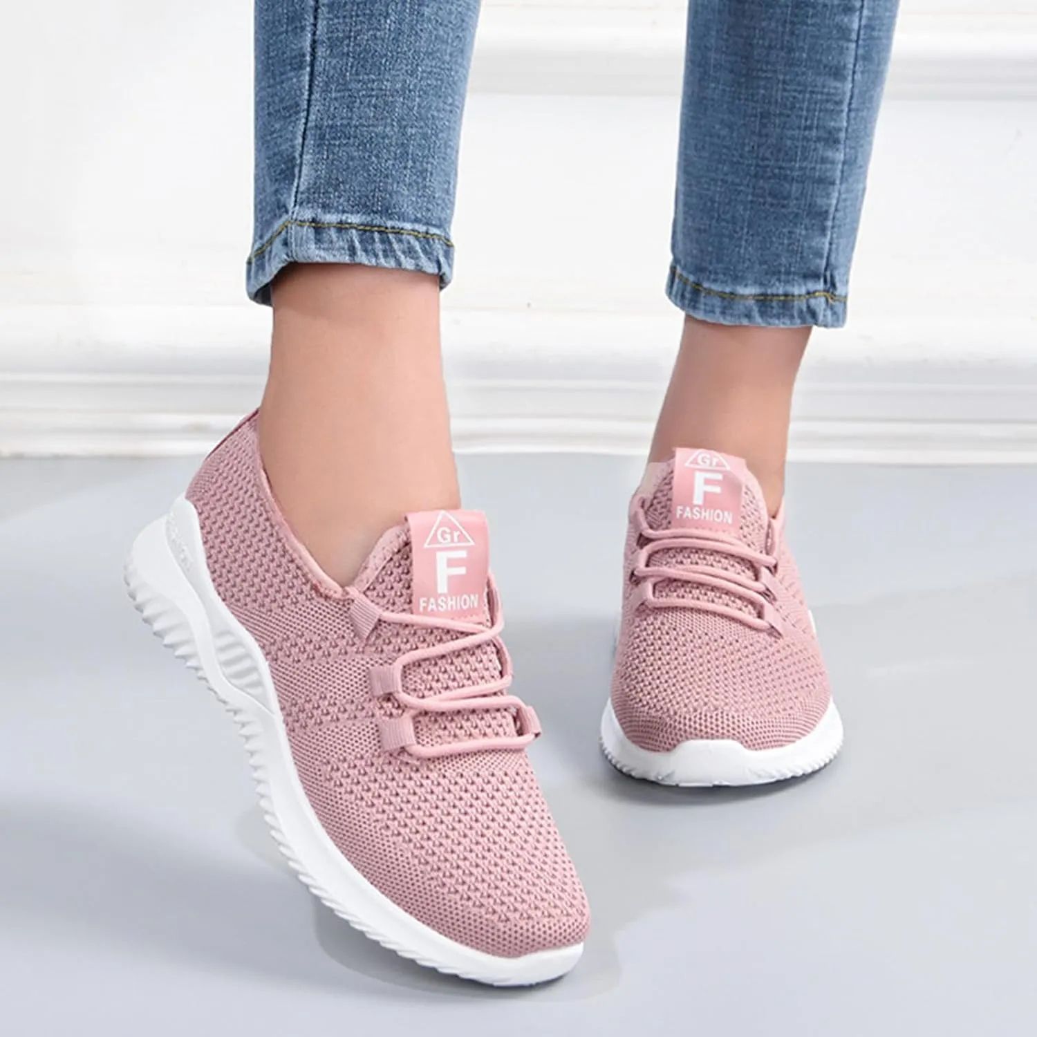 Womens Slip On Walking Shoes Non Slip Running Tennis Shoes Breathable Mesh Sneakers Lightweight Gym Workout Shoe Lace-Up Running Athletic Sneakers for Women