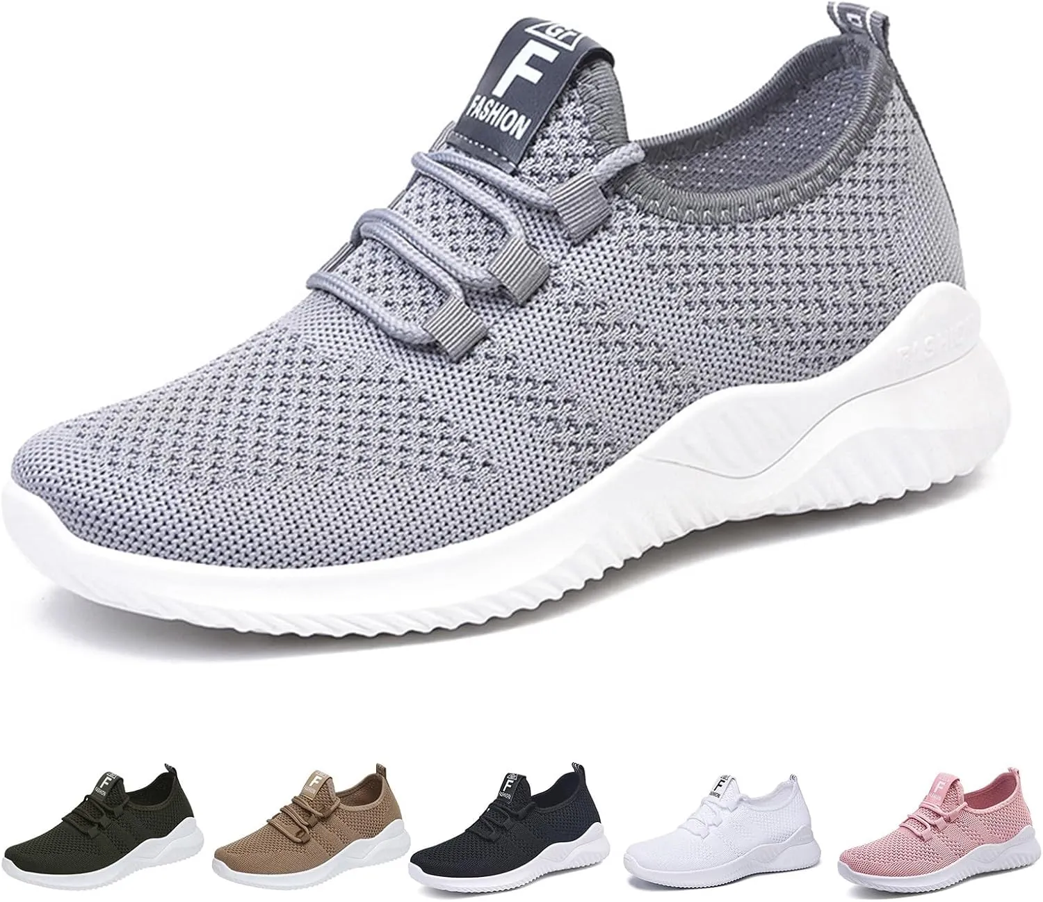 Womens Slip On Walking Shoes Non Slip Running Tennis Shoes Breathable Mesh Sneakers Lightweight Gym Workout Shoe Lace-Up Running Athletic Sneakers for Women