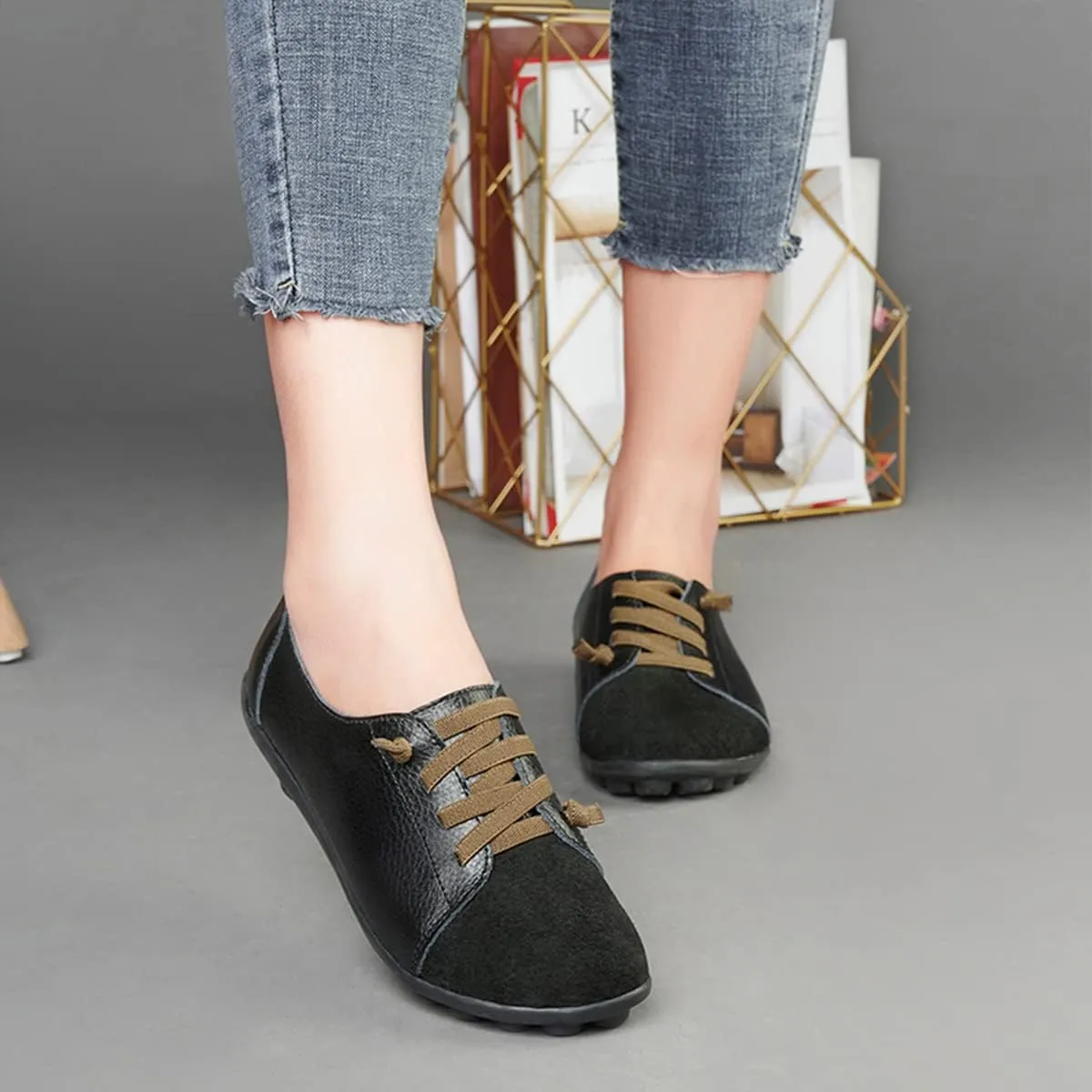 Women's Sneakers Non Slip Shoes Casual Shoes,Lace up Shoes Leather