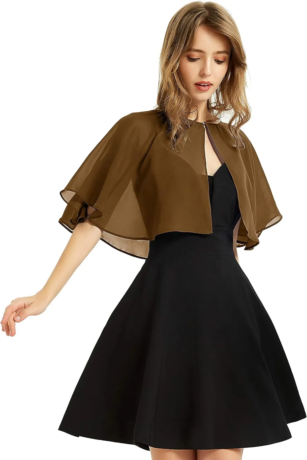 Women's Soft Chiffon Shawl Wraps Shrug for Evening Dress Wedding Cape Bolero Flapper Cover Up