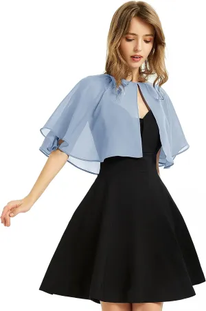 Women's Soft Chiffon Shawl Wraps Shrug for Evening Dress Wedding Cape Bolero Flapper Cover Up