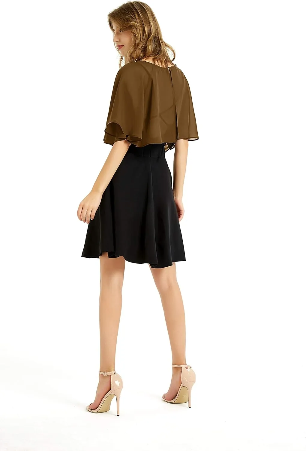 Women's Soft Chiffon Shawl Wraps Shrug for Evening Dress Wedding Cape Bolero Flapper Cover Up