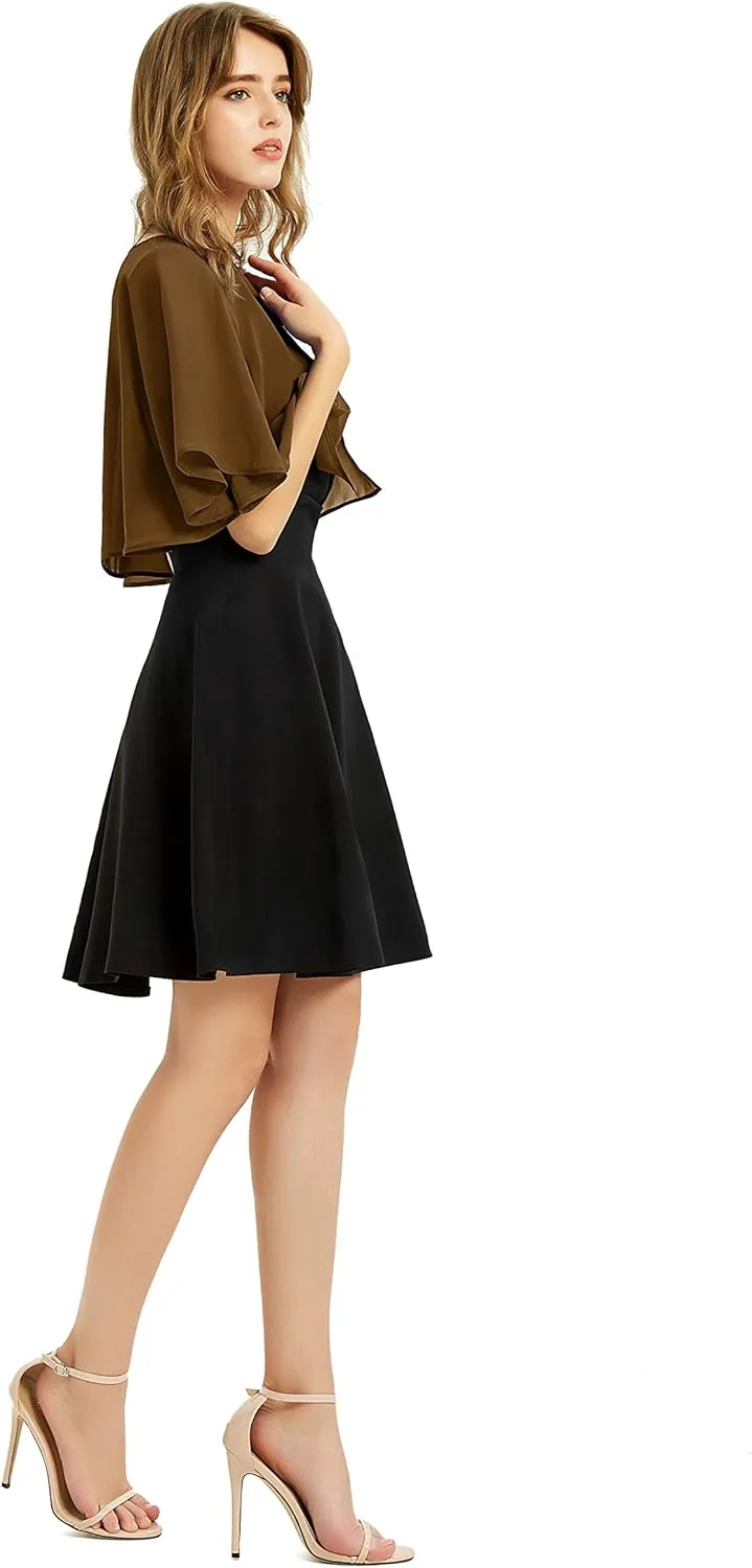 Women's Soft Chiffon Shawl Wraps Shrug for Evening Dress Wedding Cape Bolero Flapper Cover Up