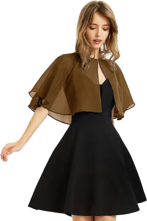 Women's Soft Chiffon Shawl Wraps Shrug for Evening Dress Wedding Cape Bolero Flapper Cover Up