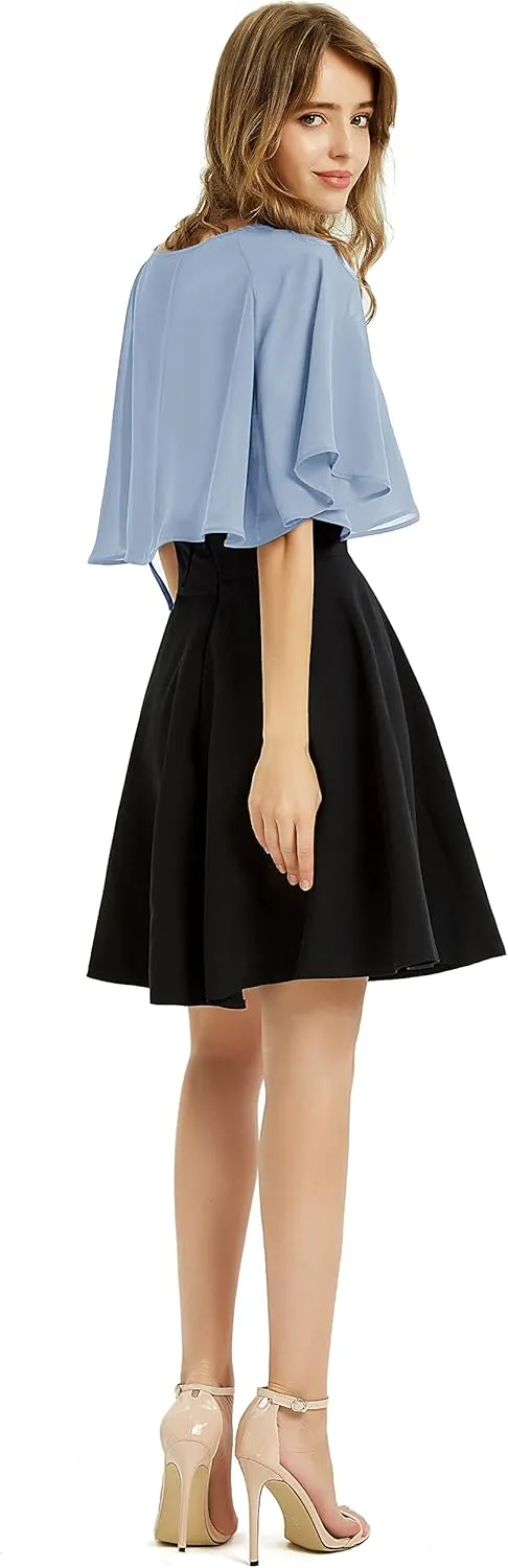 Women's Soft Chiffon Shawl Wraps Shrug for Evening Dress Wedding Cape Bolero Flapper Cover Up