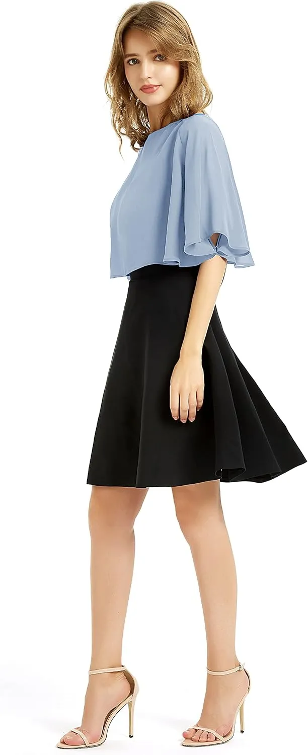 Women's Soft Chiffon Shawl Wraps Shrug for Evening Dress Wedding Cape Bolero Flapper Cover Up