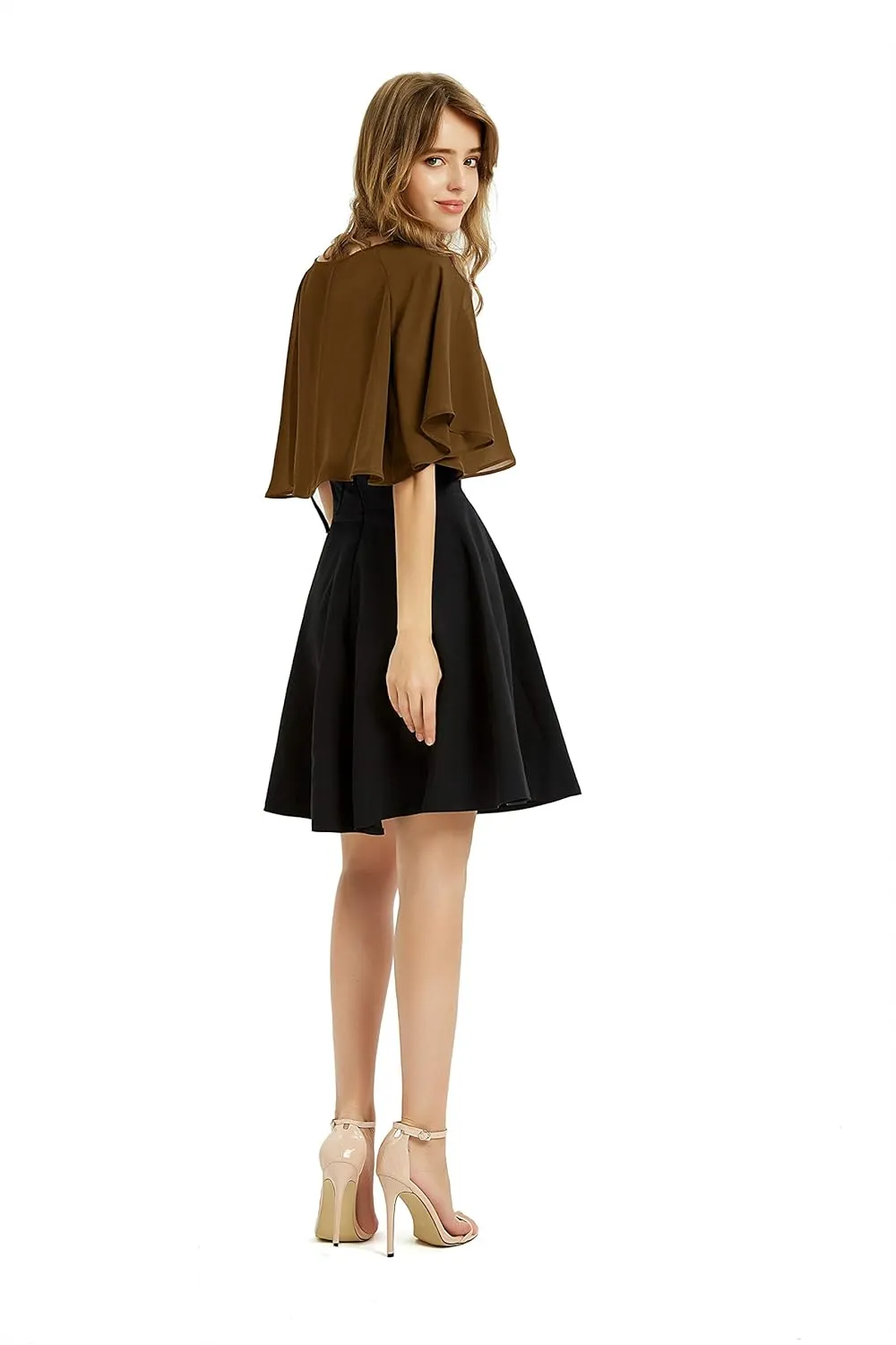 Women's Soft Chiffon Shawl Wraps Shrug for Evening Dress Wedding Cape Bolero Flapper Cover Up