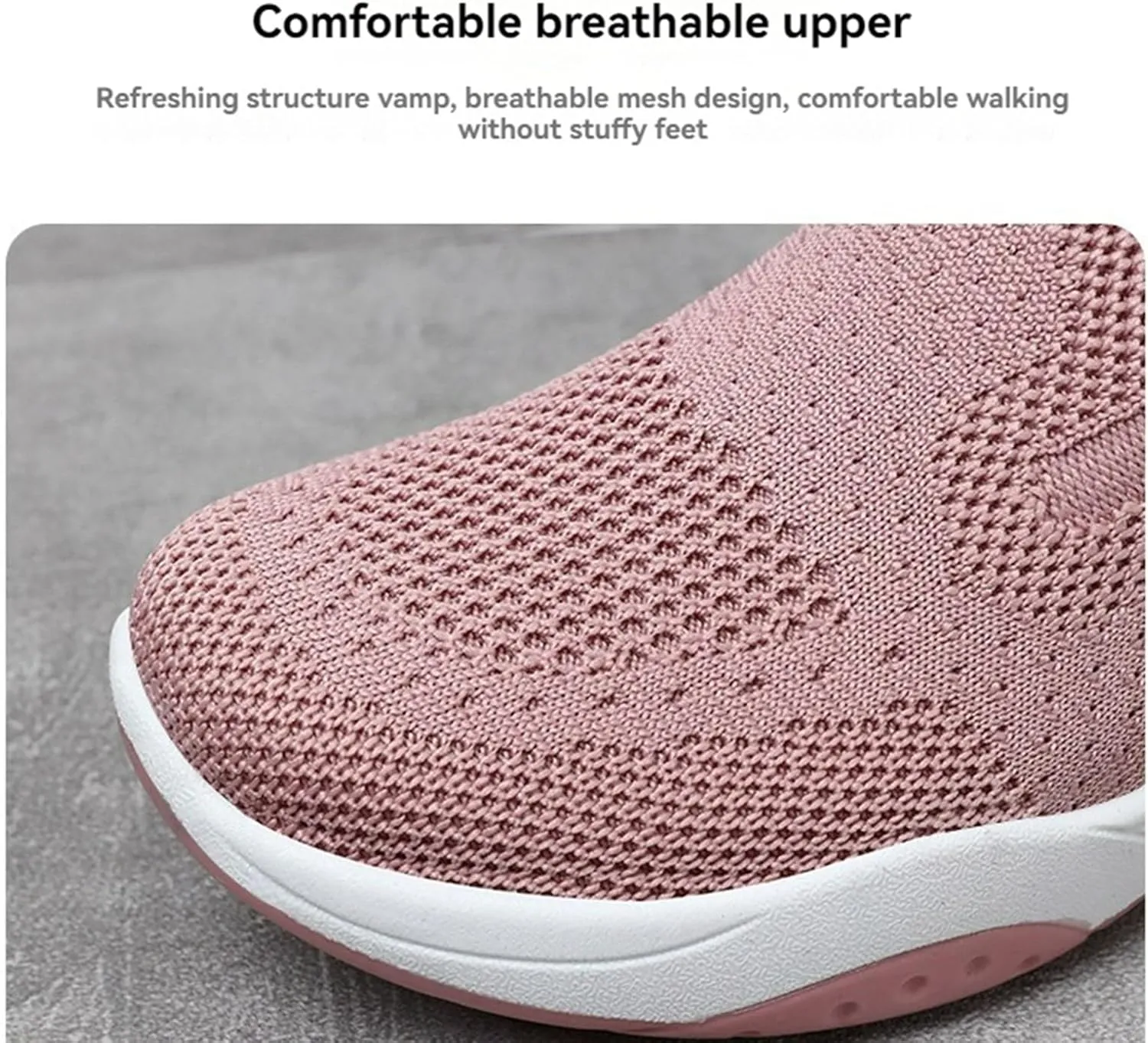 Womens Walking Shoes Summer Breathable Mesh Hollow Out Orthopedic Sneakers Lightweight Comfortable Soft Sole Slip On Platform Sneaker Athletic Air Cushion Sports Shoes Arch Support