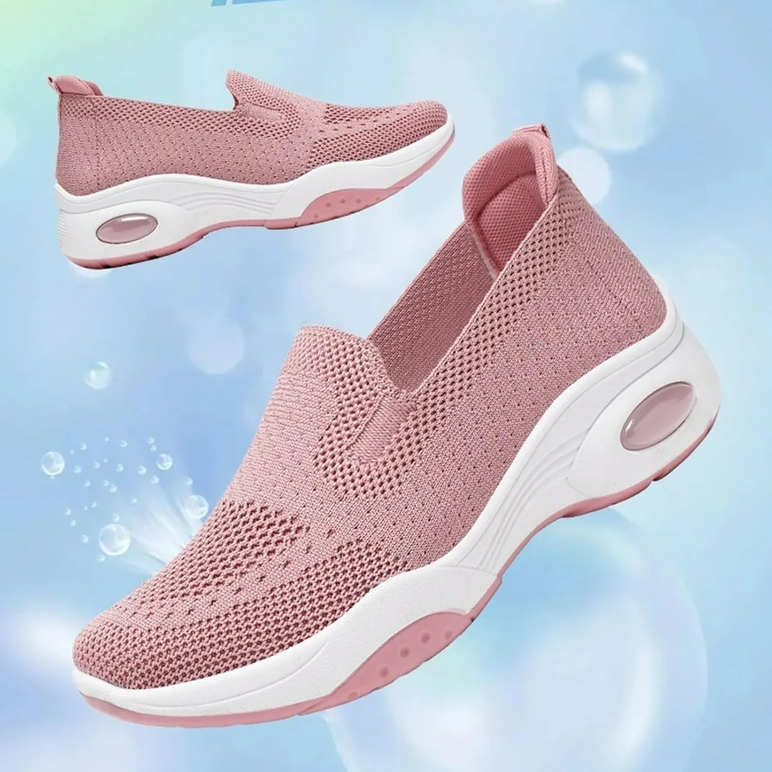 Womens Walking Shoes Summer Breathable Mesh Hollow Out Orthopedic Sneakers Lightweight Comfortable Soft Sole Slip On Platform Sneaker Athletic Air Cushion Sports Shoes Arch Support