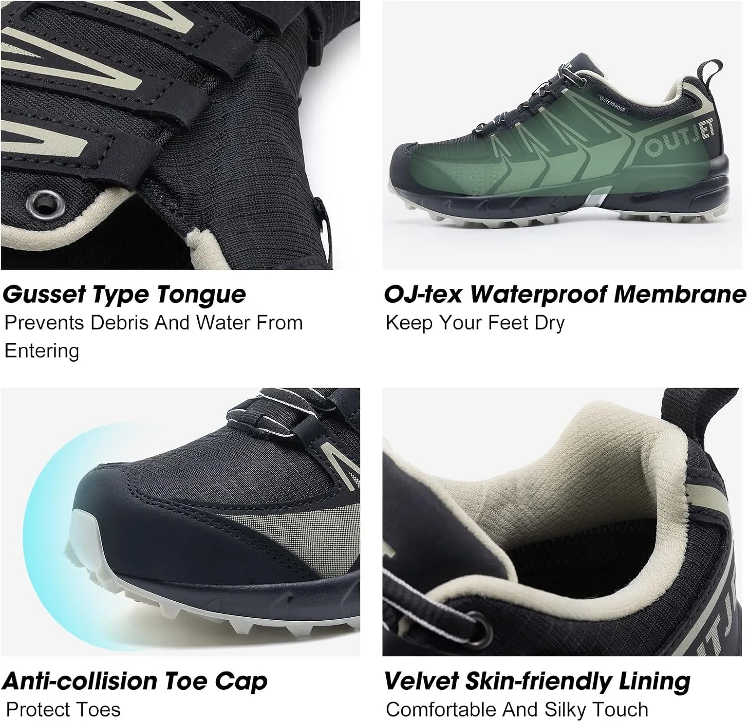 Women's Waterproof Hiking Shoes Lightweight Non-Slip Trails Walking Shoes Outdoor Sneakers