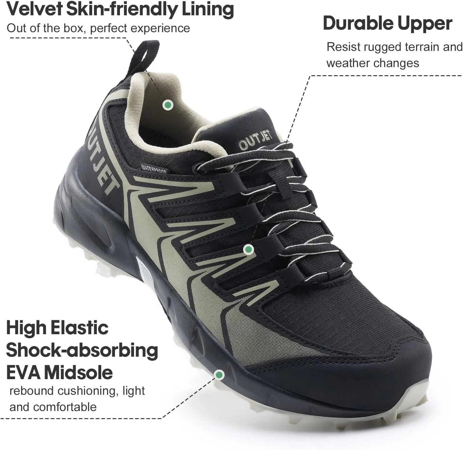 Women's Waterproof Hiking Shoes Lightweight Non-Slip Trails Walking Shoes Outdoor Sneakers