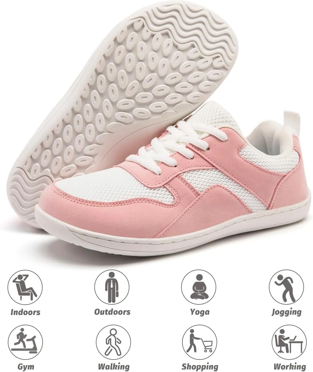 Women's Wide Toe Box Barefoot Sneakers Walking Slip On Shoes Zero Drop Running Sneakers Breathable Non Slip Casual Jogging Shoes